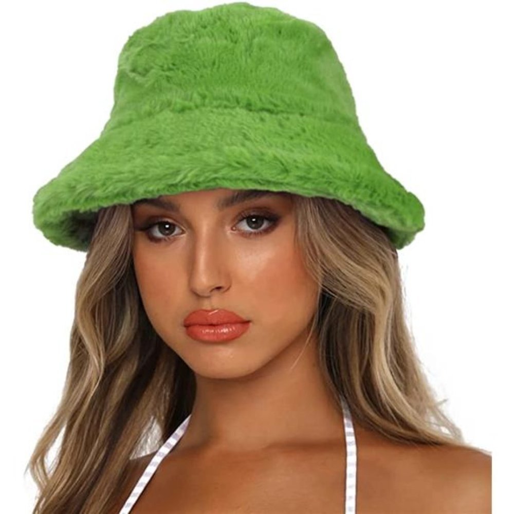 Hot Women's Winter Bucket Hat A-Olive Green